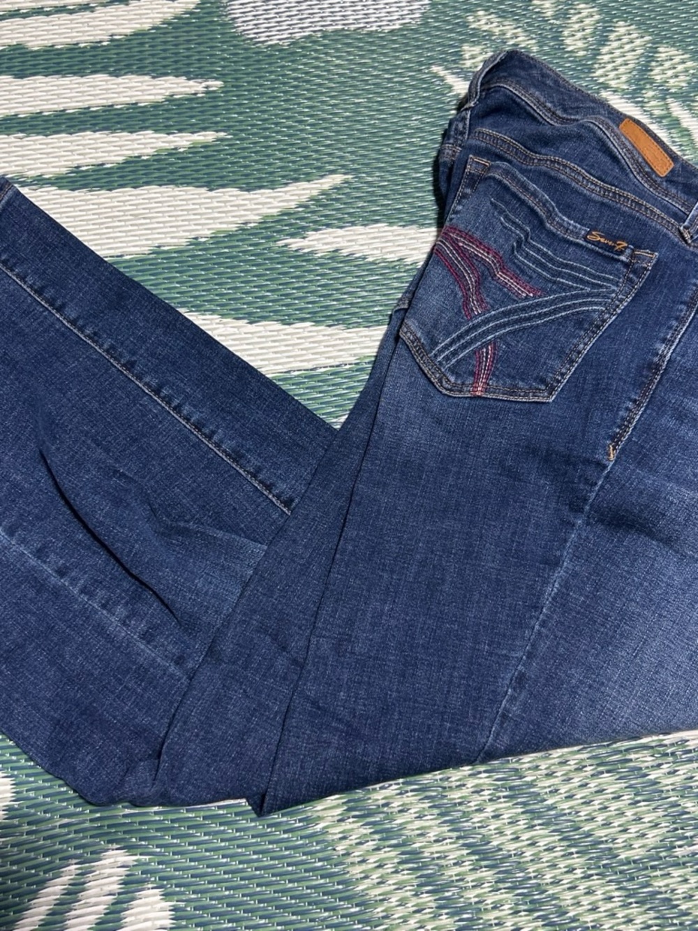 Seven7 Dark Blue Denim Jeans with Red Stitching